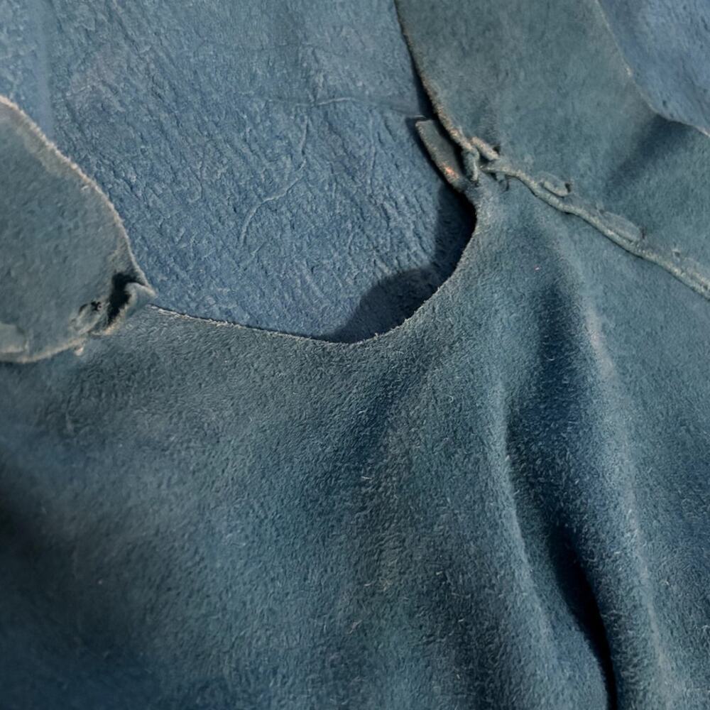 80s ERDA Deerskin Suede Crop Top Blue Size Medium Vintage Babydoll Boho Hippie - Picture 6 of 6